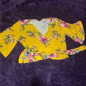 Moa Moa Vibrant Floral Yellow Blouse